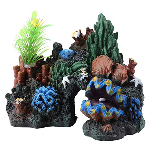 Pssopp Colorido Resina Artificial Arrecife de Coral Cueva Decoración para Peces de Agua Salada Peces Marinos Peces de Agua Dulce Acuario Ornamento Decoración