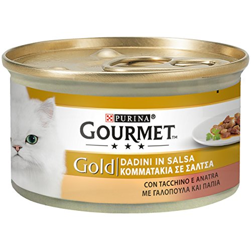 Purina Gourmet Gold Húmedo Gato Dadini en Salsa con Pavo y Pato, 24 latas de 85 g Cada una, Paquete de 24 x 85 g