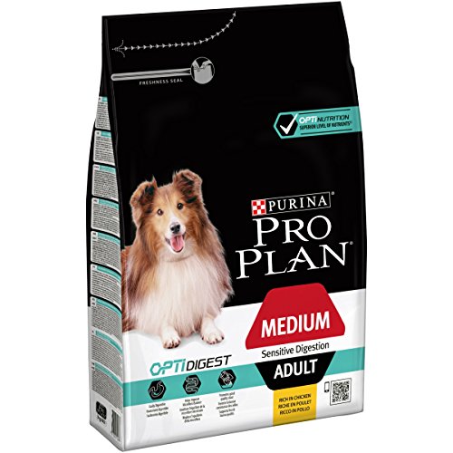 Purina Pro Plan Comida Seco para Perro Adulto Mediano con Digestión Sensible con Optidigest, Sabor Pollo - 3 Kg