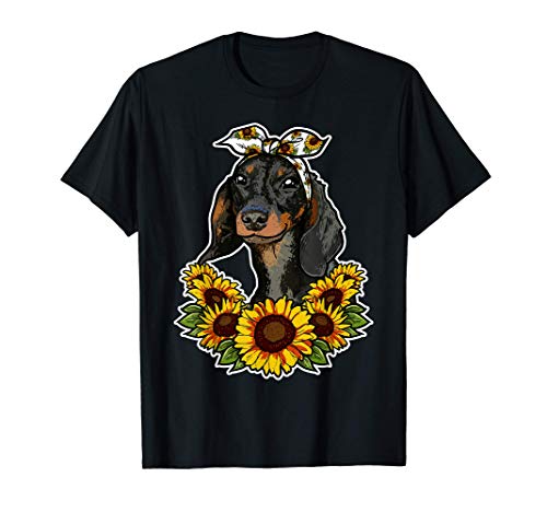 Regalo Para El Perro Decoración De Girasoles Dachshund Camiseta