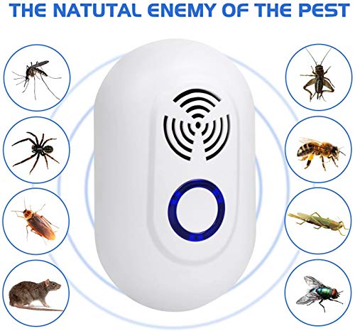Repelente ultrasónico de plagas, repelente de ratones enchufable Control de plagas Repelente ultrasónico de insectos para cucarachas, ratones, roedores, arañas, moscas, mosquitos, hormigas, pulgas