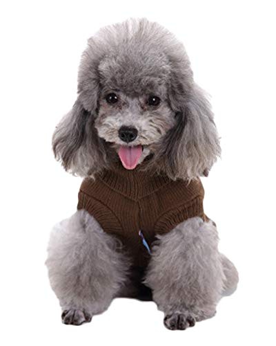 Shaoyao Color Sólido Cálido Ropa para Mascotas Knitted Sweater Dog Pet Jumper Costume Clothes Outfit Café XS