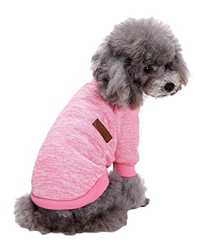 Shaoyao Ropa para Mascotas Abrigo De Invierno Color Sólido Cálido para Perros Chaqueta Pequeños Pink S