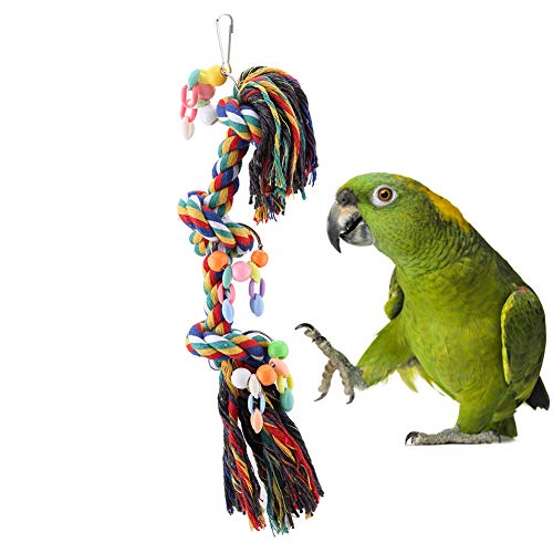 Sheens Juguetes para Masticar pájaros, Mascotas Loro Nudos Bloque Cuerdas Ornamentales Herramientas Coloridas para el Cuidado del Pico con Colgador Cuerdas de Hilo Juguetes
