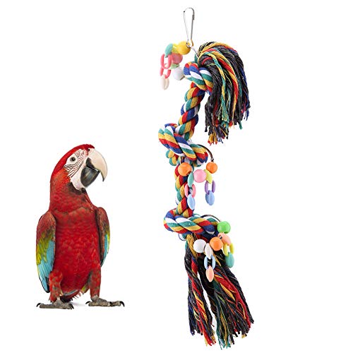 Sheens Juguetes para Masticar pájaros, Mascotas Loro Nudos Bloque Cuerdas Ornamentales Herramientas Coloridas para el Cuidado del Pico con Colgador Cuerdas de Hilo Juguetes