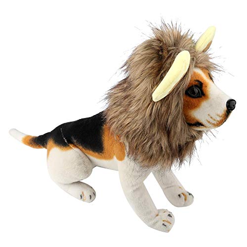 Socialme-EU Disfraz Decorativo Animal Sombrero de Perro Gorro Divertido de Invierno Estilo León Lindo Peluca de Mane Traje de Fiesta Halloween(L)
