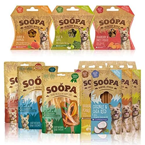Soopa - Palitos dentales para Perros, 100 g, berza y Manzana