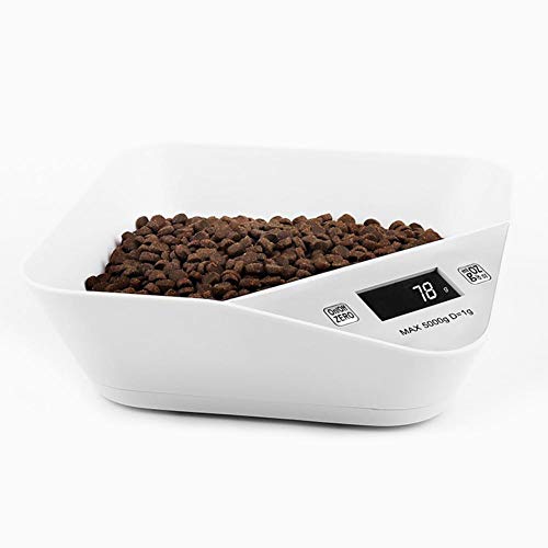 Sue Supply - Cuenco Digital para Mascotas, medidor de Peso y Comedor, para cocinar Alimentos y Mascotas, Color Negro y Blanco, 5 kg