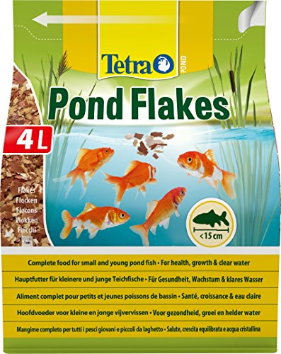 Tetra Pond Flakes 4 L Comida Escamas para Todos los Peces pequeños y jóvenes en estanques de jardín, 4000