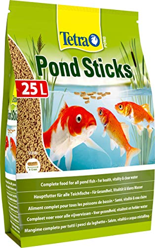 Tetra Pond Sticks 25 L - Alimento para peces de estanque, para peces sanos y agua clara, diferentes tamaños