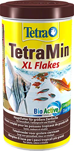 TetraMin XL Flakes Alimento para peces en forma de escamas, para peces sanos y aguas claras, 1 L