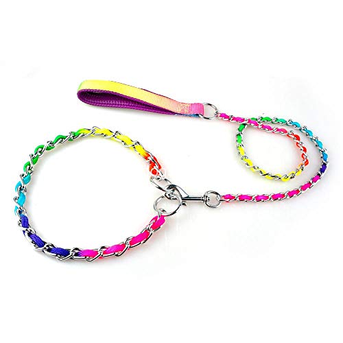 TIGOSM P Collar De Cadena De Estrangulador con Cuerda De Nylon Y Correa Set Rainbow Color