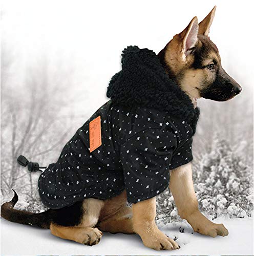 Tineer Pet Puppy Little Star Coat, Perro de Mascota Cálido Invierno Ropa Cachorro Suéter Ropa Ropa para Perros (M, Negro)