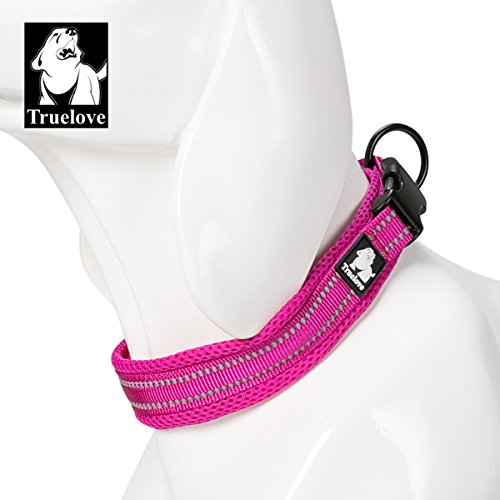 Truelove collar de adiestramiento para perro tlc5011 reflectante Premium DuraFlex hebilla en Nylon mascota perro collares en color rosa, alto grado en Nylon No Choke collares básico ahora disponibles
