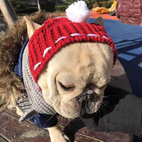 TUOLUO Gorro para Perros De Invierno Sombreros para Mascotas De Navidad Accesorios para Perros Sombrero De Cachorro De Lana con Gorro para Perros Pequeños Bulldog Productos para Mascotas M/Gris