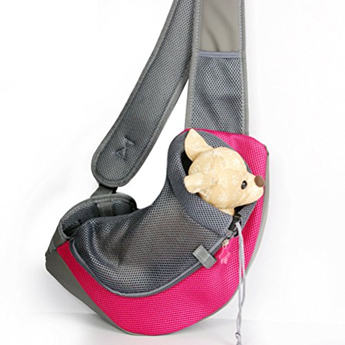 UEETEK Bandolera para Perro Transportín Bolsa de Viaje para Mascotas Bolsa Portador de Perro Bolso de Hombro para Perros Gatos (Rojo de Rose)