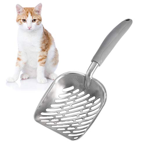 UEETEK Pala de basura para gatos,El metal de aluminio durable se dispersó la cucharada con el mango largo gomoso cómodo agarre para el gatito del gato del animal doméstico, 35 * 15CM (L * W)