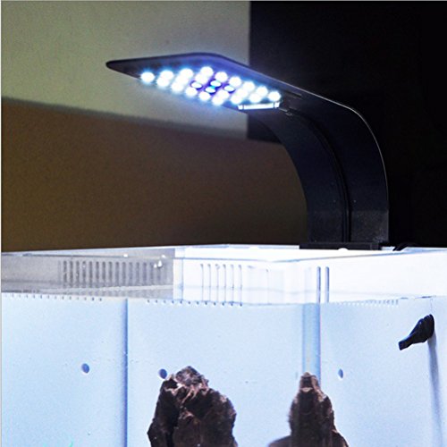 UEETEK Super delgado LED Plantas de luz de acuario crecen la iluminación creativa Clip-on lámpara con enchufe de la UE (luz azul)