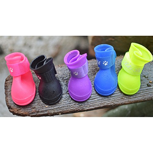 UKCOCO Botas para Perro Perrito Cachorro Mascota Zapatos Antideslizante Botas de Nieve Lluvia Botas Impermeables- Talla S (Amarillo)