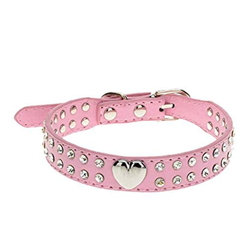 Ularma Cristal Bling Collar del Animal doméstico, Cachorro y Collar de Gato (XS, Rosa)