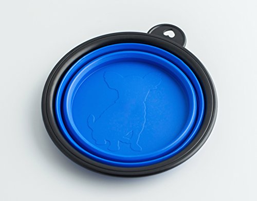 Viajes Tazón de la marca PRECORN Perro Gatos Mascotas plato del alimento tazón plegable cuenco de agua en el color azul