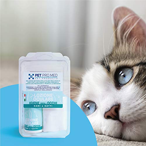 VIROSAC PetProMed – Loción Ocular Ideal para la higiene de los Ojos para Perros y Gatos – 1 Botella de 100 ml y un Paquete de toallitas