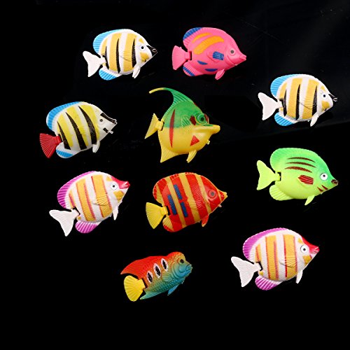 Winomo - 10 peces de decoración para acuario, movimiento artificial (patrones de colores aleatorios)