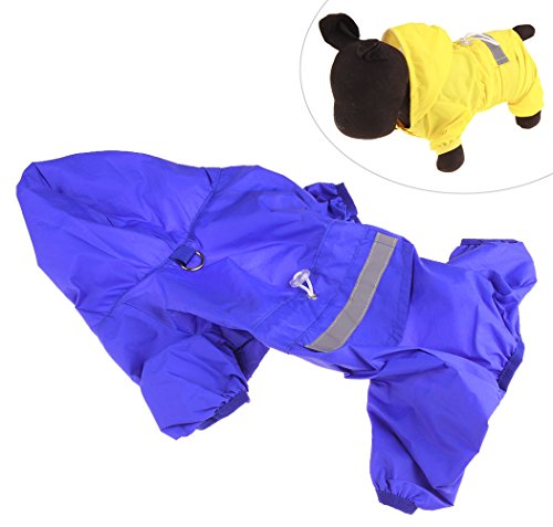 Xiaoyu chaqueta impermeable para perro de mascota con chubasquero impermeable y tiras reflectantes de seguridad ajustables para perro, azul, XL