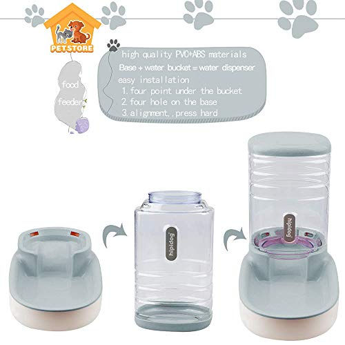 XingCheng-Sport Alimentador automático para Mascotas pequeñas y Medianas. Alimentador automático y dispensador de Agua 3.8L(Gray)