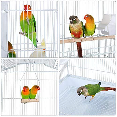 Yaheetech Jaula para Pájaros Jaula Metálica para Mascota Aves Loros Canarios 46 x 36 x 92 cm Blanco