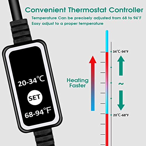 YOUTHINK Calentador de Acuario de 100 W, radiador de Acuario con Pantalla Digital de Temperatura LED y Controlador de Temperatura Externo para acuarios de 10-20 galones