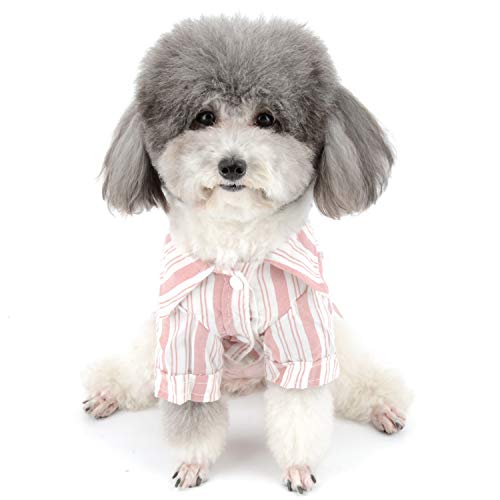 Zunea Verano Camisas para perros pequeños de algodón suave a rayas para cachorro ropa de protección solar camiseta para perros mujer masculina mascota gato ropa de apariencia al aire libre