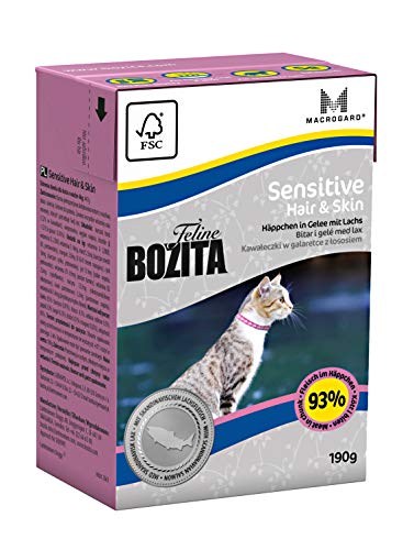 16 x 190 g de Cabello y Piel Sensitive Feline Tetra Pak Saver Pack Bozita Comida húmeda para Gatos