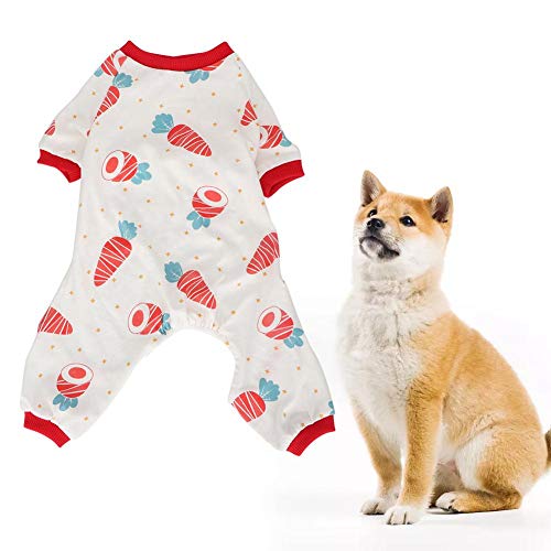 2 Unids Mascotas Pijamas de Algodón Suave Ropa para Mascotas Transpirable Lindo Patrón de Dibujos Animados Gatos Perros Mono Ropa para Traje de Perro de Perrito(M)