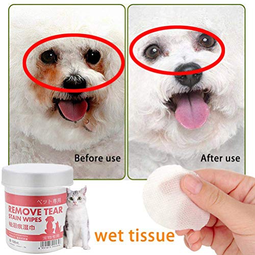 Almohadillas de limpieza para ojos para perros 100 piezas Limpieza de ojos naturalmente suave sin irritación Contra la suciedad y la lágrima Toallitas de limpieza para mascotas Suministros de cuidado