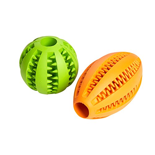 Amathings - Pelota de juguete para perro con huevo y huevo, disponible en varios colores, bola de aperitivo (7 cm) y pelota de rugby (11 cm), para dientes sanos y diversión