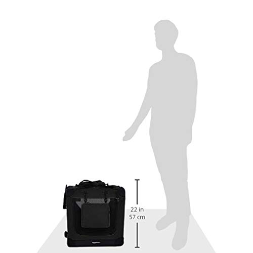 AmazonBasics – Transportín para mascotas abatible, transportable y suave de gran calidad, 66 cm, Negro