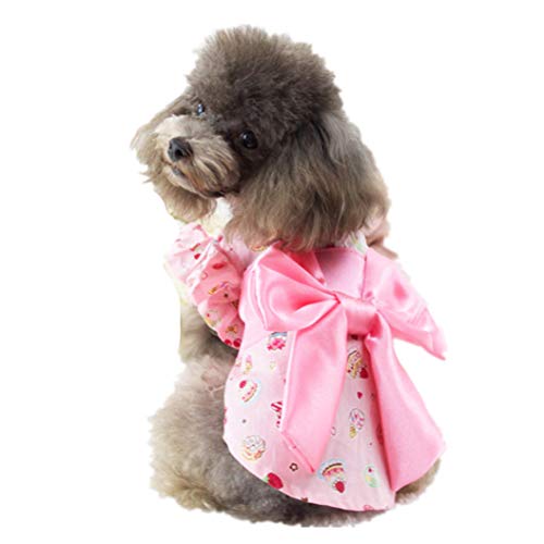 AMURAO Estilo japonés Mascota Ropa para Perros Verano Gato Camisas Helado Impreso Gran Arco Decoración Disfraces para Perros