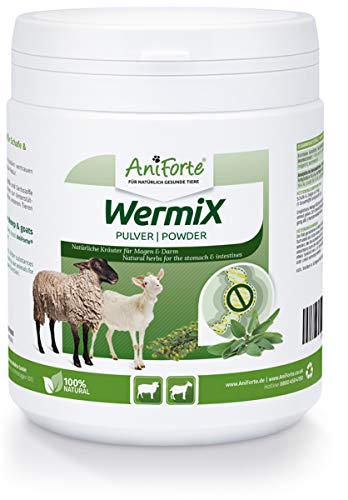 AniForte WermiX en Polvo para ovejas y Cabras 200g - Antes, Durante y después de la infestación de Gusanos con saponinas, sustancias amargas, taninos, ajenjo, armonizan el estómago y el intestino
