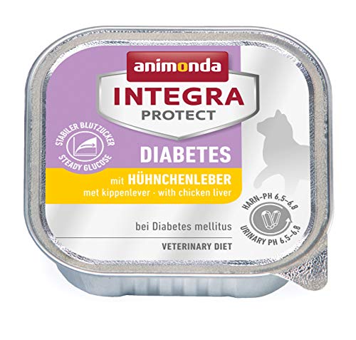 Animonda Integra Protect Diabetes - Comida para gatos con hígado de pollo, Alimento húmedo para la diabetes mellitus 16 x 100 gr
