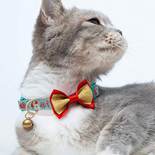 Anjing - Juego de 2 Collares para Gato, con diseño de Gato y Pajarita