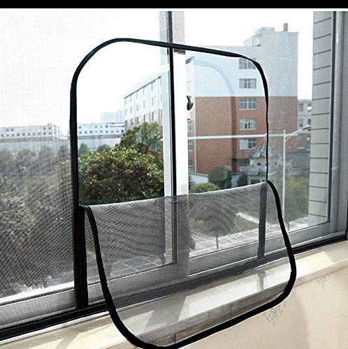 ANQI - Malla protectora para ventana con cierre, valla de seguridad ajustable, red transparente, autoadhesivo para protección contra insectos, sin perforaciones