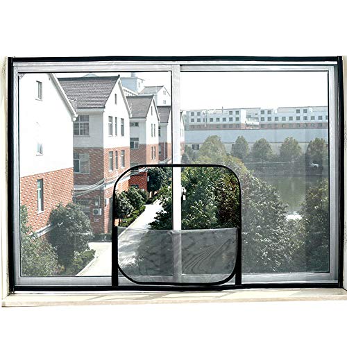 ANQI - Malla protectora para ventana con cierre, valla de seguridad ajustable, red transparente, autoadhesivo para protección contra insectos, sin perforaciones