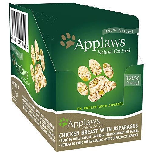 Applaws, Bolsa de pollo y espárragos para gatos,12 x 70 g