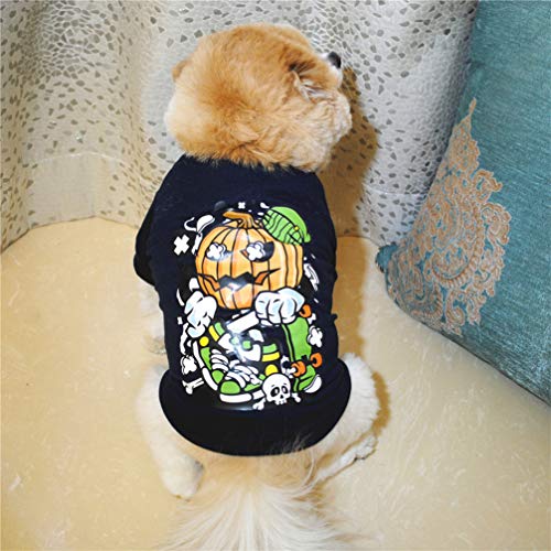 Baluue Disfraz de Mascota - Ropa de Perro de Algodón Lavable Camiseta de Perro con Patrón de Calabaza de Dibujos Animados Ropa de Cachorro Suave Y Transpirable Apariencia de Mascota para