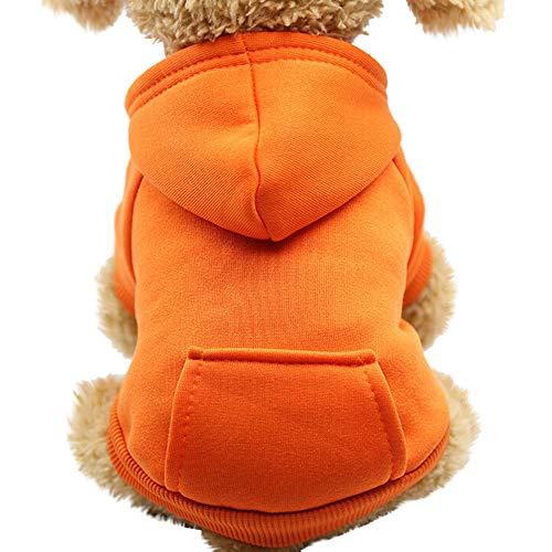 Baohooya Ropa Perro Pequeño Invierno - Sudadera de Cinta Lisa Ropa para Mascotas para Yorkshire Mascota Chihuahua Gatos Pomerania(Naranja,M)