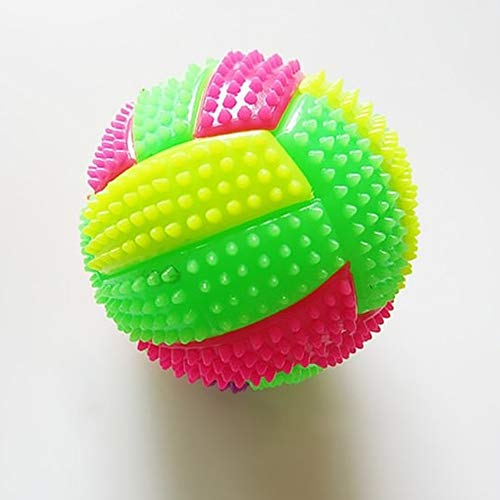 Bbl345dLlo - Pelota de juguete para masticar con forma de pelota de fútbol, luz LED intermitente, sonido, juguete divertido para perro, color al azar