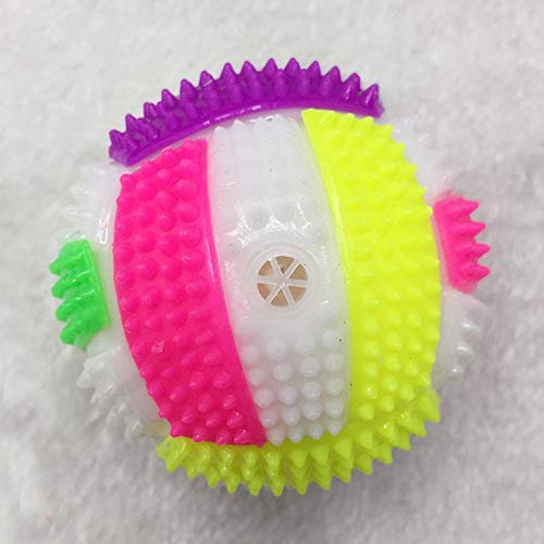 Bbl345dLlo - Pelota de juguete para masticar con forma de pelota de fútbol, luz LED intermitente, sonido, juguete divertido para perro, color al azar