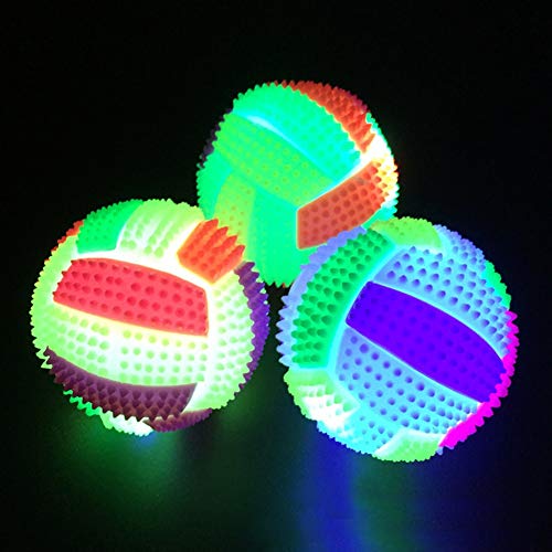 Bbl345dLlo Pelota de morder para morder con forma de balón de fútbol, luz LED intermitente, sonido, juguete divertido para perros y mascotas, color al azar