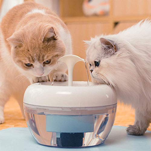 BB&ONE Fuente de agua para gatos y perros con filtro automático dispensador de agua eléctrico, cuenco super silencioso múltiple fresco para gatos y perros con filtro
